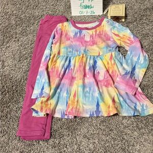 Charlie’s project, enchanted whimsical castle bamboo top & leggings set NWT, 2T